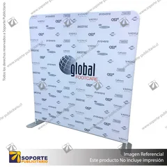 PANEL PUBLICITARIO TUBO TEXTIL RECTO 240*230 CMS + CARRO BASICO + FOCOS HALOGENO
