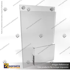 PORTA GRAFICA ACRILICO CON PORTA FOLLETO A5 (14.8*21 CMS) MURO VERTICAL 2 MM + SET EMBELLECEDOR