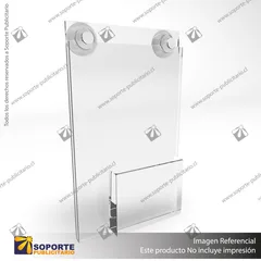 PORTA GRAFICA ACRILICO CON PORTA FOLLETO A5 (14.8*21 CMS) MURO VERTICAL 2 MM + VENTOSAS
