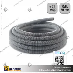 TUBO CORRUGADO GRIS 21MM ROLLO 25 MTS