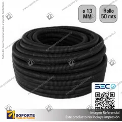 TUBO CORRUGADO NEGRO 13MM ROLLO 50 MTS