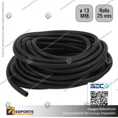 TUBO CORRUGADO NEGRO 13MM ROLLO 25 MTS