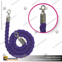 CORDON TRENZADO MORADO CON ENGANCHES CROMADOS