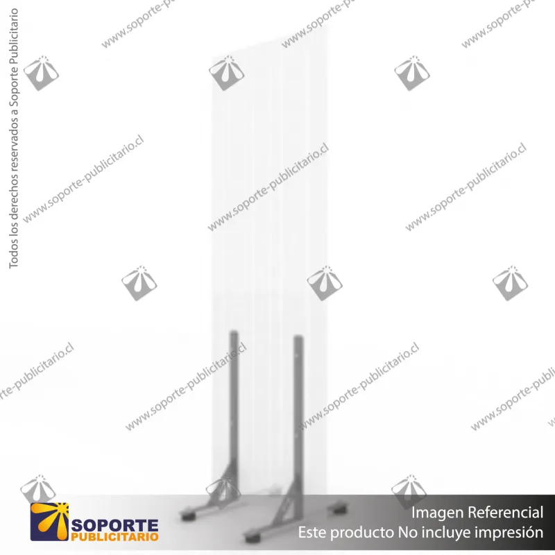 BIOMBO SEPARADOR AMBIENTES PA 10 MM SIN MARCO 70*200 CMS TRANSPARENTE CON TOPES REGULABLES