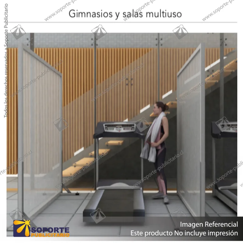 BIOMBO SEPARADOR AMBIENTES PA 6 MM CON MARCO PVC 210*200 CMS TRANSPARENTE CON TOPES REGULABLES