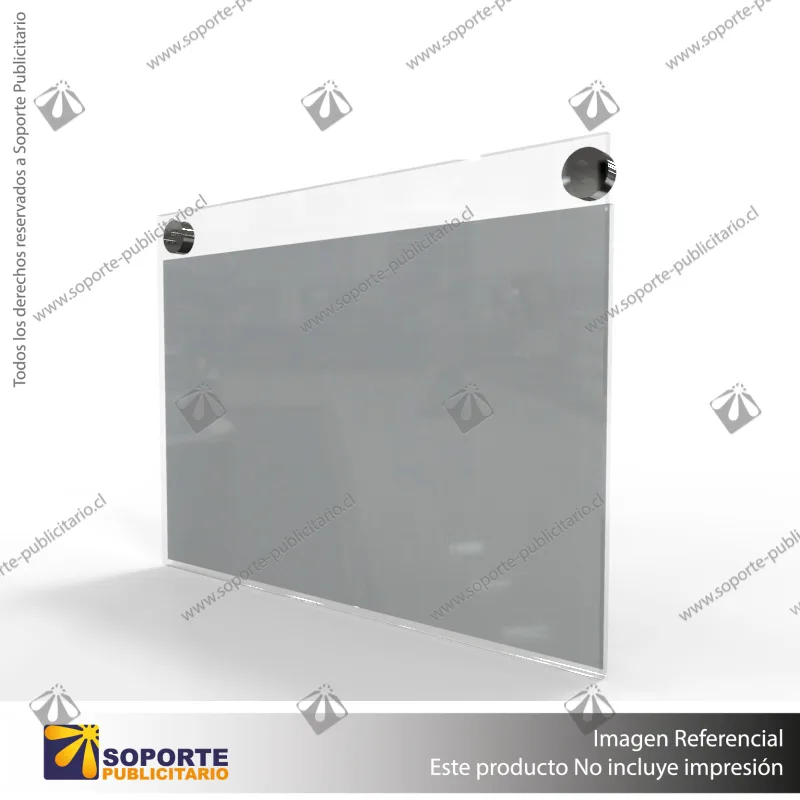 PORTA GRAFICA ACRILICO CON TARJETERO A5 (14.8*21 CMS) MURO HORIZONTAL 2 MM + SET EMBELLECEDOR