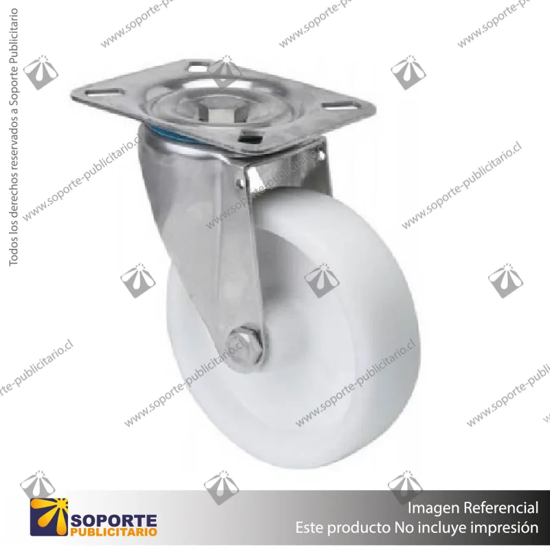 RUEDA GIRATORIA BLANCA DE ACERO INOXIDABLE - 150 KG