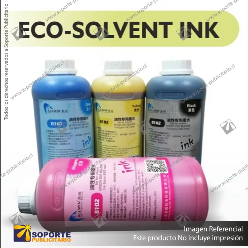 TINTA ECOSOLVENTE ALLWIN 1 LITRO COLOR MAGENTA PARA CABEZALES DX3. DX4. DX5. DX6. DX7 (C20)