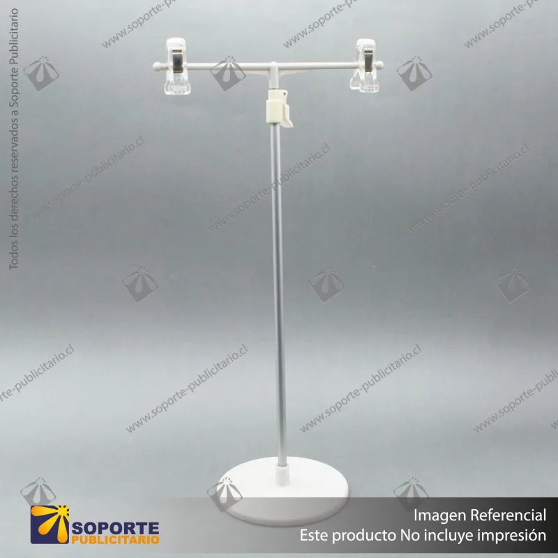 SOPORTE T CON PINZA ACRILICA Y VARILLA EXPANDIBLE