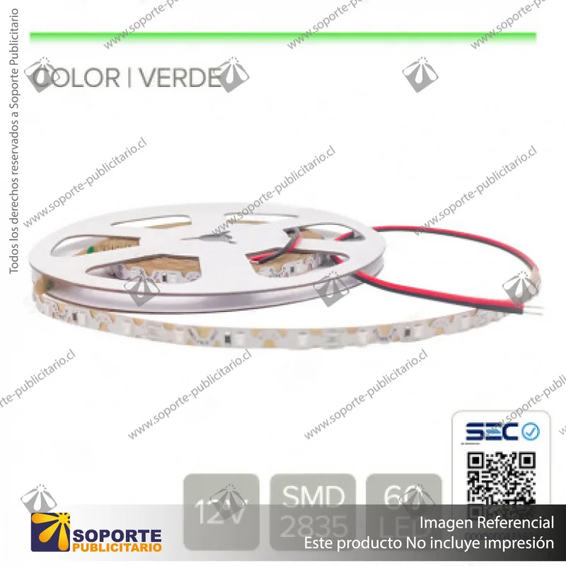 CINTA LED 6W 12V 60L ZIG ZAG VERDE (ROLLO 5 MTS)
