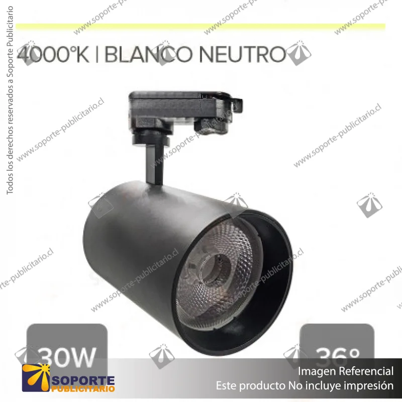 VERSALLES - FOCO LED TRACK LIGHT TRIFASICO COB 30W 4000K NEGRO 36