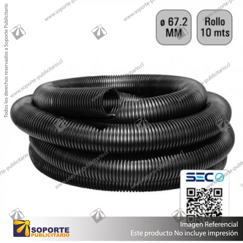 TUBO CORRUGADO NEGRO 67MM 10 MTS
