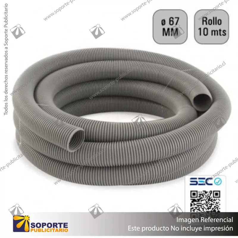 TUBO CORRUGADO GRIS 67MM 10 MTS