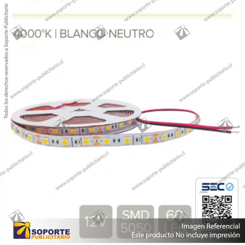 CINTA LED 14.4W 12V 60L NEUTRO (ROLLO 5 MTS)