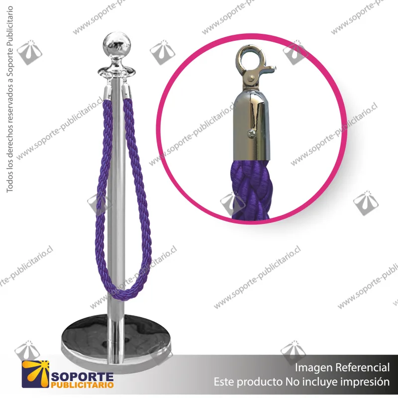 SEPARADOR DE FILAS EMPERADOR CROMADO CON CORDON MORADO
