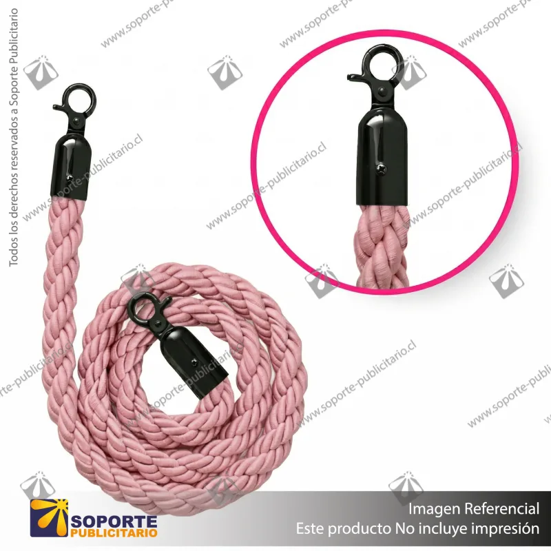 CORDON TRENZADO ROSADO CON ENGANCHES NEGROS