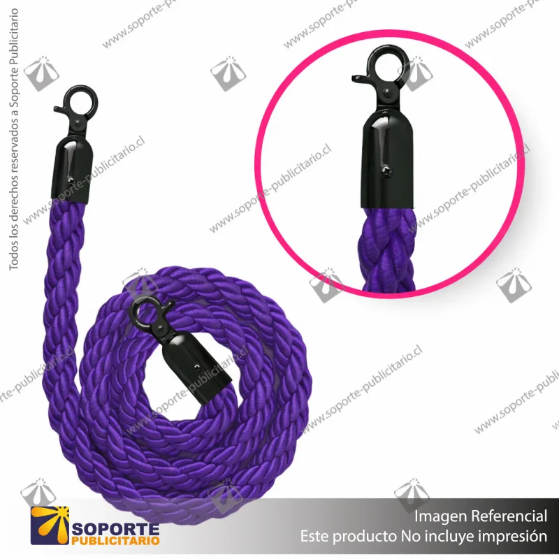 CORDON TRENZADO MORADO CON ENGANCHES NEGROS