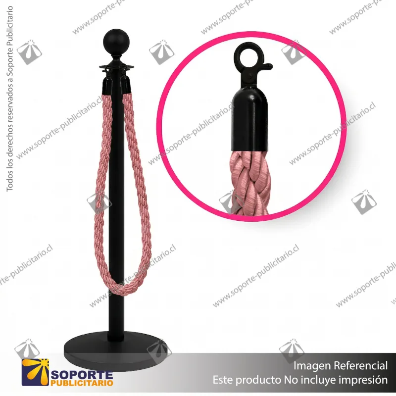 SEPARADOR DE FILAS EMPERADOR NEGRO CON CORDON ROSADO
