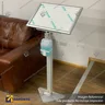 PEDESTAL SANITARIO METALICO BASE TRIANGULAR + CAJA DE LUZ MARCO CLIP FORMATO A4 (21*29.7 CMS), photo 2