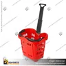 CANASTO PLASTICO CON ASA RETRACTIL Y RUEDAS ROJO GRANDE 45L, photo 1